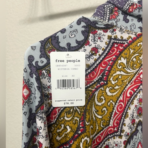 NWT Free People Chase Me Paisley Mock Neck Top - Picture 5 of 5